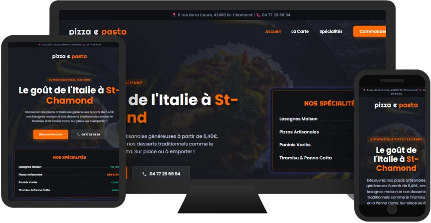 Aperçu du site web PIZZA PASTA - vitrine réalisé par Sycow Solutions