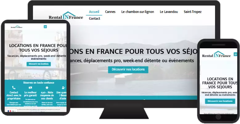 Aperçu du site web RENTALINFRANCE - vitrine réalisé par Sycow Solutions