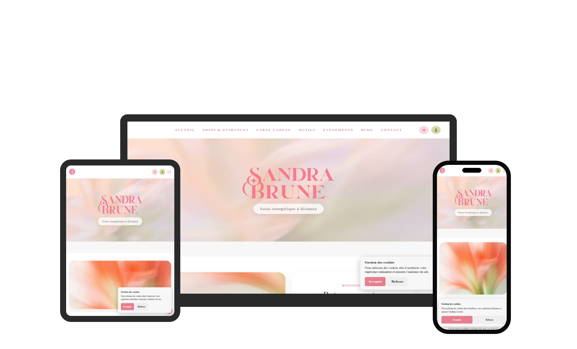 Aperçu du site web Sandra Brune - vitrine réalisé par Sycow Solutions