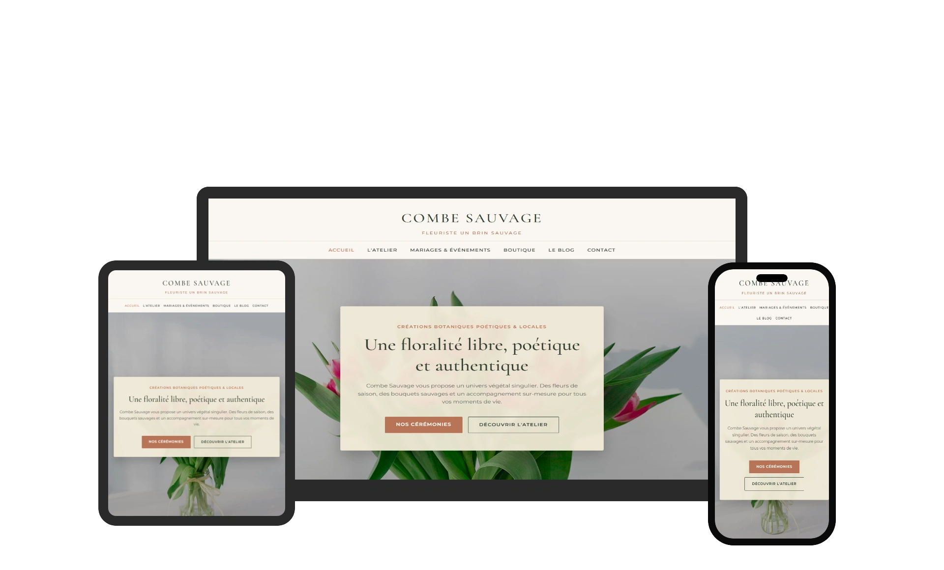 Aperçu du site COMBE SAUVAGES réalisé par Sycow Solutions