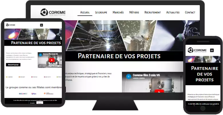 Aperçu du site web COREME - vitrine réalisé par Sycow Solutions