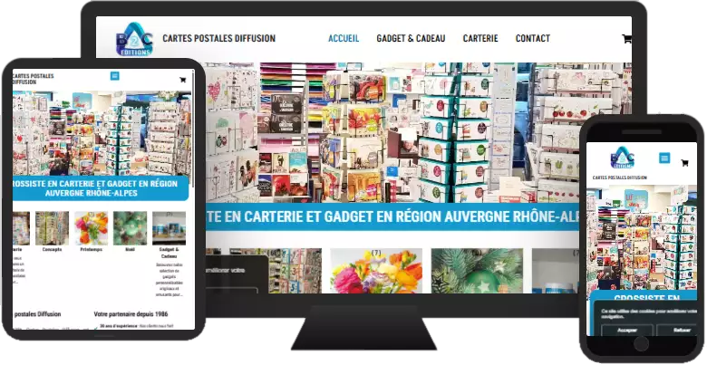 Aperçu du site web CARTE POSTALE DIFFUSION - ecommerce réalisé par Sycow Solutions
