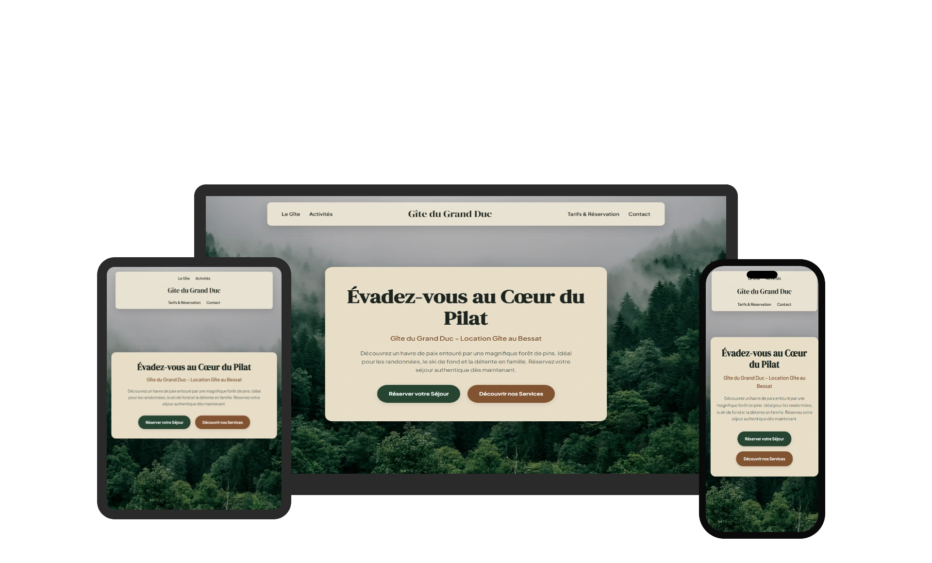 Aperçu du site web GITE DU GRAND DUC - vitrine réalisé par Sycow Solutions
