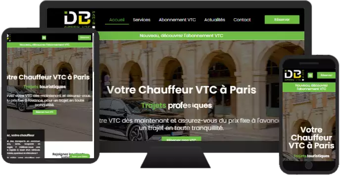 Aperçu du site web GREEN VTC PARIS - vitrine réalisé par Sycow Solutions