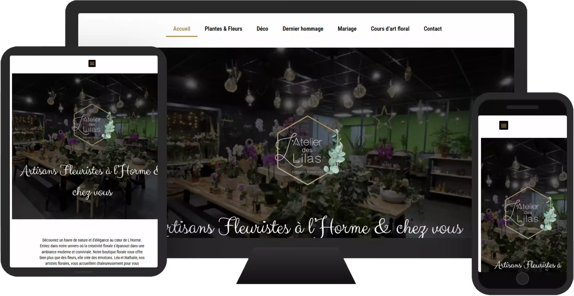 Aperçu du site web L'ATELIER DES LILAS - vitrine réalisé par Sycow Solutions