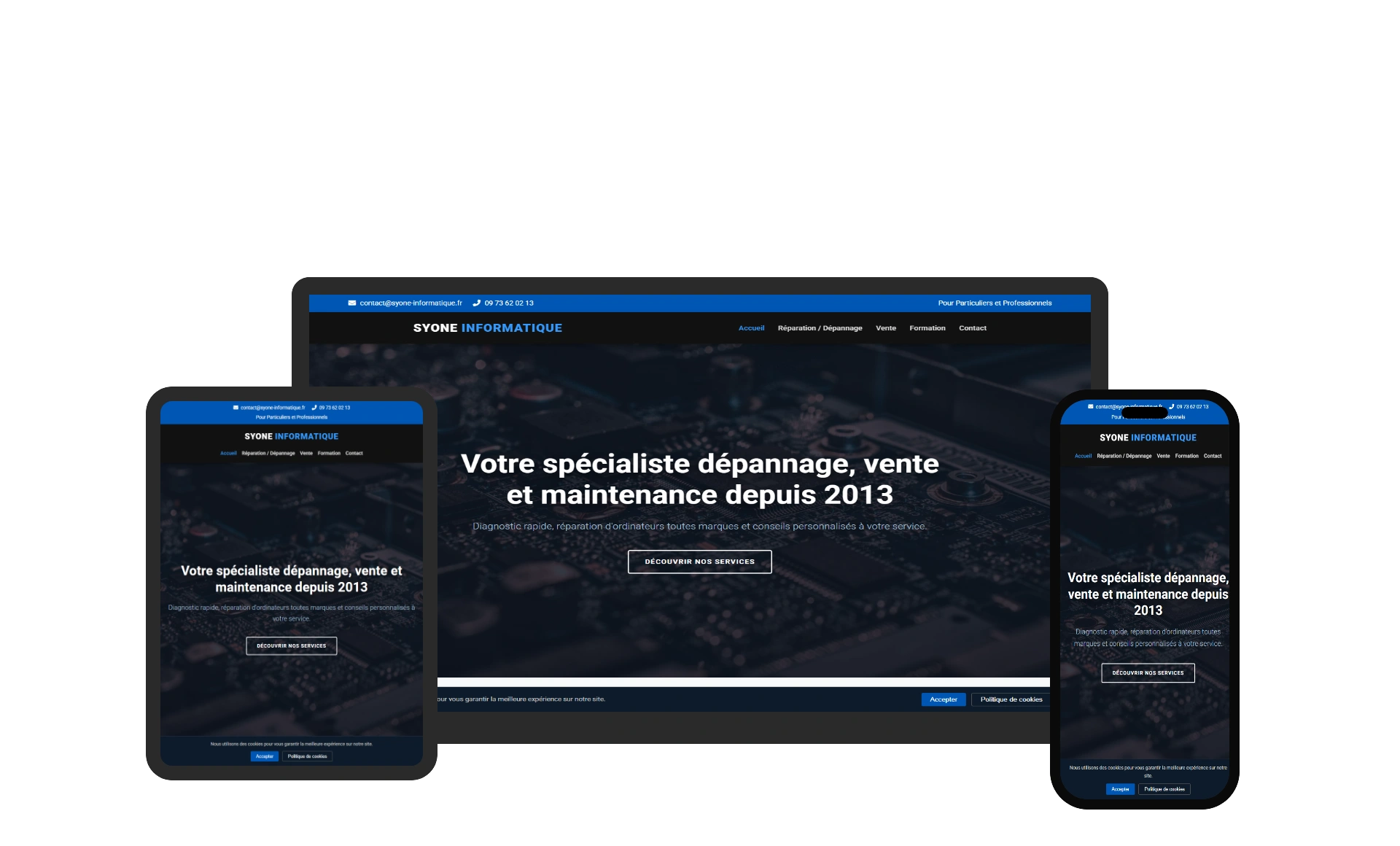 Aperçu du site web SYONE - vitrine réalisé par Sycow Solutions