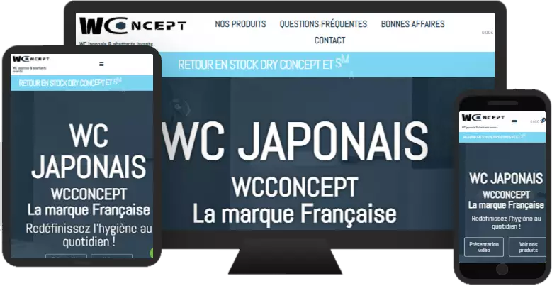 Aperçu du site web WCCONCEPT - ecommerce réalisé par Sycow Solutions